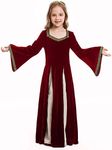 Yolsun Girls Medieval Renaissance Dress Halloween Costume (Large, Red)