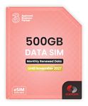 Three 500GB Data SIM Card – for Portable WiFi, Routers & Phones – Preloaded Monthly Until November 2027 – Dual Network (Three & Vodafone) Stronger Coverage