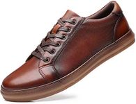 Casual Sneakers, Originals Oxford Lace-up Leather Shoes for Men Dark-Brown 12