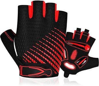 BTNEEU Guanti Ciclismo Mezza Dita Guanti Bicicletta Montagna, Guanti Ciclismo Estivi Guanti MTB Gel Antiscivolo Traspirante, Guanti Corti Ciclismo Strada per Uomo e Donna (Rosso), S)