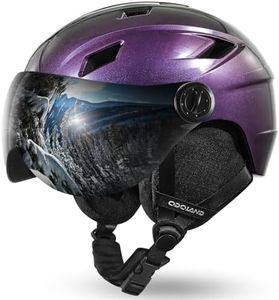Odoland Ski Helmet with Ski Goggles, Light Weight Snowboard Helmet and 2-in-1 Visor Detachable Goggles Set, Snow Sport Helmets for Men Women,Starry Purple,S