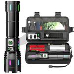 Shadowhawk Torch Light High Power Rechargeable 10000 Lumens - 30W LED Flashlight with LCD Display | Long Range 2km & 12H Long Lasting USB C Powerful Waterproof Torches for Camping/Trekking/Emergency