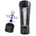 KUWUNG Electric Protein Shaker Bottle 700ml, USB Rechargeable Shaker Cup with Removable Base, Portable Blender Cup for Gym and Travel, Protein Shakes, Meal Replacement Shakes (Black)
