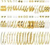 45 Pairs Gold Hoop Earrings Set for