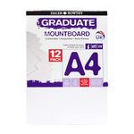 Daler-Rowney Graduate A4 Thick Cream Core Mountboard with Smooth Surface Pack, 12 Ice White Boards, Ideal for Presentations, Displays & Students, Ideal for Students