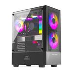 Ant Esports ICE-100 Mid-Tower Computer Case/Gaming Cabinet - Black | Supports ATX, Micro-ATX, Mini-ITX | Pre-Installed 2 x 140mm Front Fans and 1 x 140 mm Rear Fan