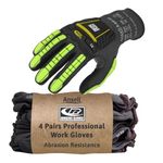 Ansell Ringers R840 Professional Work Gloves, Abrasion Resistant Nitrile Coating with Firm Grip, Multipurpose Protection Gloves, Mechanical and Industrial Safety, Black, Size L (4 Pairs)