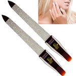 Camila Solingen CS17 2 Pack Professional Sapphire Metal Nail File Pointed for Fingernail and Toenail Care. Double Sided Coarse Fine for Manicure Pedicure. Stainless Steel from Solingen Germany 5 inch