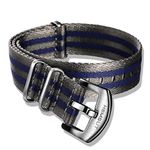 torbollo Military Ballistic Nylon Watch Strap, Soft Watch Bands for Men Women, Seat Belt Watch Wrap Nylon Replacement with Heavy Duty Brushed Buckle of 18mm 20mm 22mm 24mm, gray blue silver buckle,