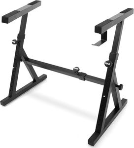 Pyle Heavy Duty Z-Style Keyboard Stand, Adjustable Folding Piano Stand for 54–88 Key Digital Pianos