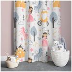 Eravati Polyester Blend Kids Barby Girl Digital Printed 9 Feet Eyelet Long Door Curtain for Kids Room Piece of 4 (4 x 9 Feet:(Size: 48 x 108 inch) Long Door, 4)