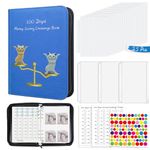 SEEALLDE 100 Envelopes Saving Challenge Binder with Zipper Cute Cat Money Saving Book with Laminated Tracker for Budgeting, Cash Stuffing