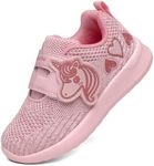 GEERX YUMI Unicorn Toddler Girl Shoes Non Slip Lightweight Breathable Comfortable Sport Walking Athletic Running Tennis Sneakers (Infant/Toddler/Little Kid), Baby Pink, 9 Toddler