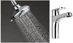 Kohler 75567IN-CP ABS Overhead Shower, Metallic, Chrome Finish & Kohler Metal Chrome Finish Beam Pillar Tap (Silver)