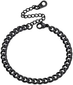 PROSTEEL Damen Mädchen 16+5cm/4,8mm schwarz Edelstahl massiv Panzerkette Armband kubanische Gliederkette Armband Schmuck Accessoire für Jahrestag Weihnachten
