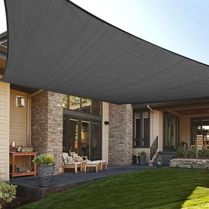 LOVE STORY 12' x 16' Sun Shade Sail Huge Rectangle UV Block Breathable Canopy for Outdoor Patio Garden Plant Cover, Dark Grey