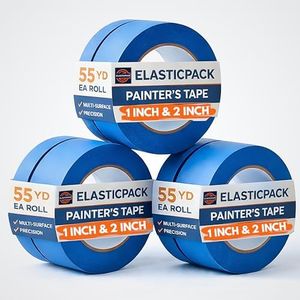 Elasticpack Blue Painters Tape Size Duo – 2 in Wide + 1 in Wide, 6-Roll Pack, 55 yd ea., Multi-Surface Clean Removal Masking Tape, UV-Resistant Crepe, for Accent Wall Painting, Trim & Furniture