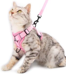 pangdi Cat Harness and Leash Set Escape Proof Tactical Extra Large Kitten Harness Emotional Support Cat Vest, Pink, XXL