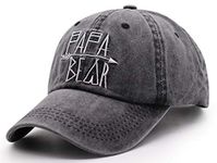 Unisex Mama Bear Denim Hat Adjustable Washed Dyed Cotton Dad Baseball Caps (PAPA Bear Embroidered Black, One Size)