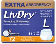 LivDry Adult Incontinence Underwear, Extra Comfort Absorbency, Leak Protection, Large, 72-Pack