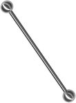 FIFTH CUE 316L Surgical Implant Grade Basic Steel Industrial Barbell (14GA - 1&1/2" w/6mm Balls)