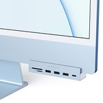 Satechi USB C Hub - iMac USB Adapter - USB-C Data Port, USB-A 3.0 Data, Micro/SD Card Reader – USB C Clamp Hub for Apple Studio Display & iMac 24-inch. Does Not Fit 2020 iMac & Earlier Models (Blue)