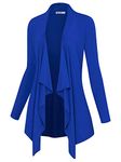 Lock and Love Women's Drape Front Open Cardigan Long Sleeve Irregular Hem S-5XL Plus Size Made in USA - Blue - Large
