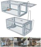2 Packs Humane Rat Trap Outdoor, Wanqueen Humane Mouse Traps Indoor, Small Rodent Chipmunk Trap and Other Live Animal Cage Catch and Release