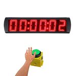 Ganxin 5 Inch 6-Digit LED Race Timing Clock, Running Event Gym Timer Clock for Countdown / Count Up,12/24 Hour Real Time Clock, Stopwatch with Remote Control,Portable Large Wall Clock (Red+Button)