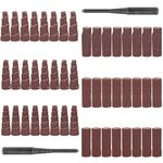 NuoDunco 50Pcs 1-1/2" Sanding Rolls with 1/4" Shank Mandrel, 80/100/120/240 Grits Sanding Cone Cartridge Roll for Cylinder Head Engine Porting, Burr Rust Weld Removal, Metal Polishing Kit