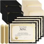 100 Sets Certificate Paper Kit Single Sided Award Certificate Holder with Gold Foil Border for 8.5 x11 Certificate Covers Gold Foil Award Seals Stickers Diploma Covers Graduation Supplies (Black)