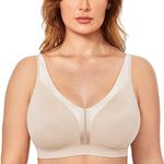 DELIMIRA Women's Wireless Bra Plus Size Full Coverage Smooth Unlined Support Beige 48C