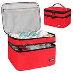 Medicine Storage Bag,Double Layers Pill Bottle Organizer Bag Empty with Lockable Zipper & Adjustable Divider,Medication Travel Carrying Bag for Pills,Vitamins,Medical Supplies,Red