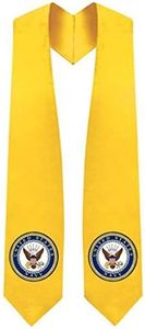 CLERKMANS US NAVY Graduation Stole - Length & Width Fits All Body Types - Embroidered U.S. Navy Patch – Gold Sash - Premium Military Veteran Graduation Stoles