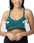 Kindred Bravely Sublime Hands Free Sports Pumping Bra | Patented All-in-One Pumping & Nursing Sports Bra (Teal, Large)