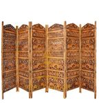 CRAFT DECOR Wooden Elephent Design Partitions Wood Room Divider Partition for Living Room 2/3/4/5/6 Panels Room Dividers and Partitions Modern Room Separators Screen Panel for Home (Brown) (6 Panels)