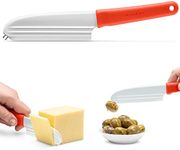 Dreamfarm Knibble Lite 3-In-1 Non-Stick Cheese Knife for Charcuterie, Slicing, Spreading, with Built-In Fork to Serve & Share Foods - 9" Red