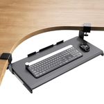 ErGear Keyboard Tray Under Desk, Corner Keyboard Tray with 45° Adjustable C Clamp for L Shaped Desk, Computer Keyboard & Mouse Tray Smooth Slide Out for Typing, 26.38" W x 11.61" D, Black