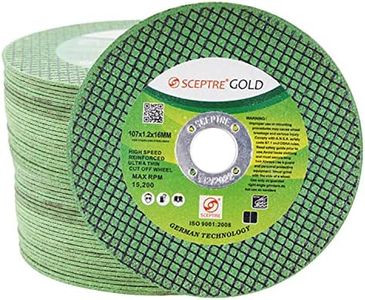 SCEPTRE 4” 107mm Cut Off Wheel Reinforced Ultra Thin Cutting Disc double net tin box Feather Cut for Angle Grinder 107 X 1.2 X 16MM (Green, Pack of 50)
