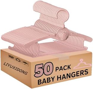 LIYUXIDONG Baby Nursery Closet Hangers, 360° Swivel Hook Kids Hanger, Non-Slip Plastic Infant Hanger, 50pcs Nude Pink 11-14.5" Adjustable Baby Clothes Hangers for Girl Boy Toddler