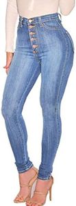 Alisa.Sonya Women's High Waist Skinny Jeans Stretchy Jeggings, UK(6-8)/Label size S, Light Blue