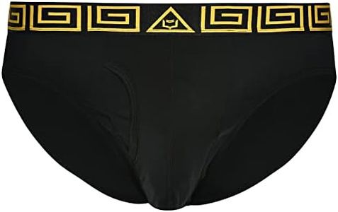 SHEATH Men's Modal Euro-Cut Briefs- Black & Gold, XL 40-42" | Dual Pouch, Athletic Fit