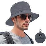 Handcuffs Mens Sun Hat Wide Brim Summer Sun Cap UV Protection Fishsing Hat Foldable Bucket Hat Outdoor (Grey)