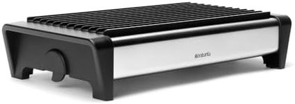 Brabantia Food Warmer, 2 Burner - Matt Steel with Black Aluminum Grill - 8 x 35.7 x 18.8cm - Integrated Cool Grips for Handling