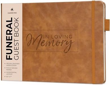 Clever Fox Funeral Guest Book for Memorial Services – in Loving Memory Guest Sign in Book for Funeral Service, Hardcover 10x7” (Brown)