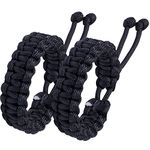 Jewboo Paracord Survival Bracelets Braided Paracord Handmade Rope for Couples Men Women Adjustable Size (2pcs Black)