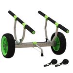 Soozier Heavy Duty Kayak Cart, 220 lbs Capacity Canoe Trolley Cart with Adjustable Width, 10'' Flat-Free Wheels and Tie-Down Straps, for Canoes Paddleboards Boats, Green