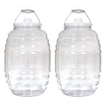 Mexican Clear Vitrolero with Lid, 5 Gallon Jug for Aguas Frescas, Juice, Sun Tea, or other Beverages with Lid, 20 L Clear, BPA-Free Food-Grade Plastic Container for Parties, Reusable Set of 2