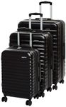 Amazon Basics Hardside Luggage ABS Hard-Shell Spinner/Suitcase with 4 Wheels, 3 Piece Set (55, 68, 78 cm), Black