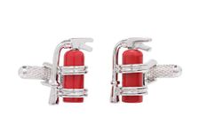 Cufflinks - Fire Extinguisher Cufflinks Presented in Onyx Art Cufflink Box, One size, Silver